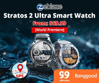 [World Premiere]Zeblaze Stratos 2 Ultra 1.43 HD AMOLED GPS 10 ATM Waterproof Barometric Altimeter Compass 60 days Battery Life GPS Dual-band GNSS 6 Satellite Positioning System Health Management Ultim