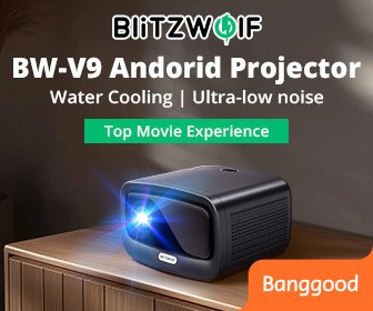 BlitzWolf® BW-V9 LED 1080P Projector 1000 ANSI Lumens High Brightles Water Cooling AutoFocus FuIl Frequency Speaker Bluetooth 5.0 WIFI6 Home Theater