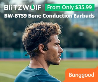 BlitzWolf® BW-BTS9 bluetooth Earphone Bone Conduction Earbuds Built-in 32GB Memory IPX8 Waterproof Soft Silicone Comfort Wear Sports Headphones with Mic - Black